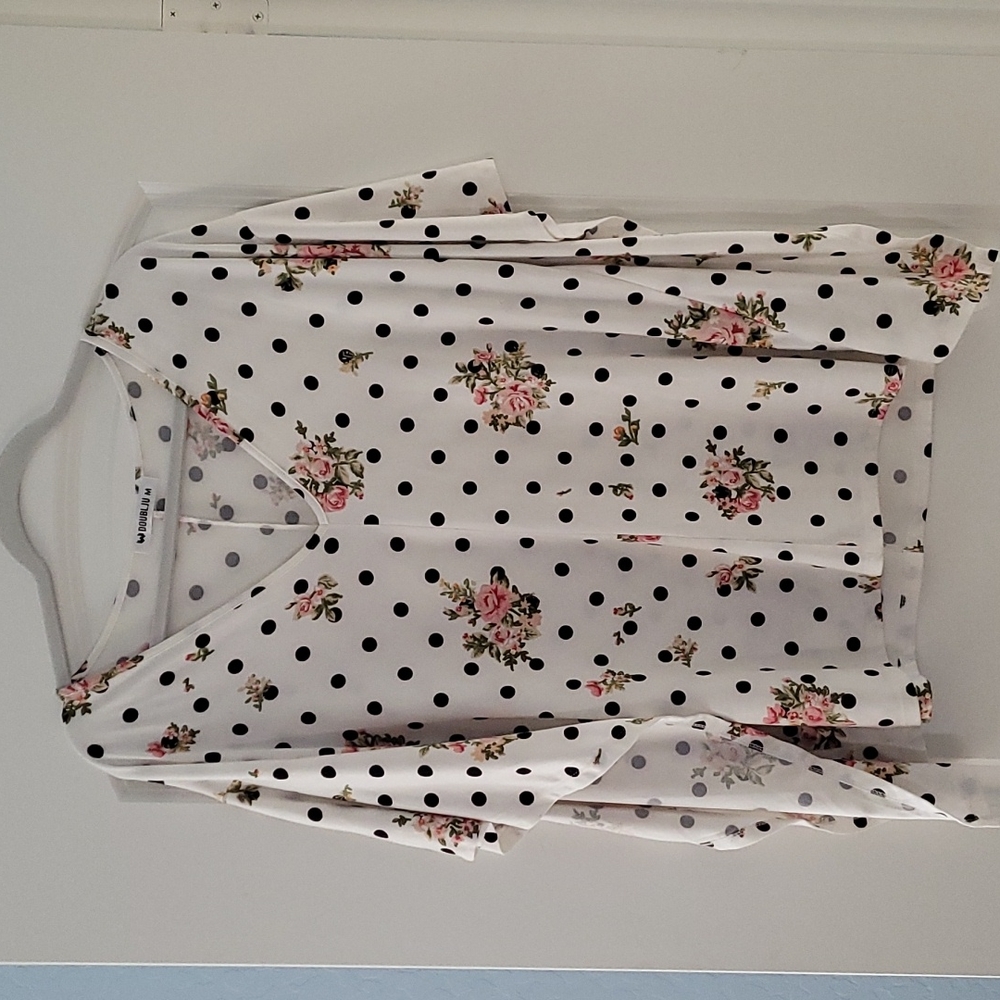 Doubleju floral polka-dot blouse size Medium